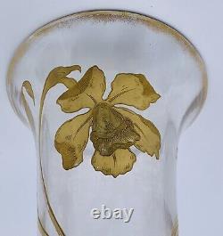 GRAND Vase CRISTAL SAINT LOUIS Epoque Art-Nouveau 1900 IRIS DORES 50CM Baccarat