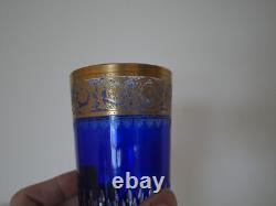 Gobelet chope verre à jus cristal doré Saint ST Louis or couleur bleu Thistle