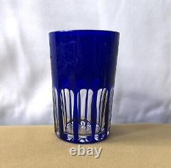 Gobelet / verre à thé en cristal doublé bleu SAINT LOUIS modèle RABAT non doré
