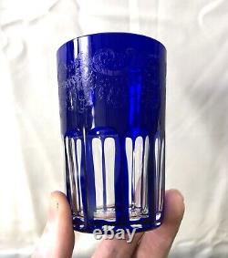 Gobelet / verre à thé en cristal doublé bleu SAINT LOUIS modèle RABAT non doré
