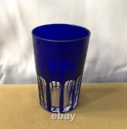 Gobelet / verre à thé en cristal doublé bleu SAINT LOUIS modèle RABAT non doré