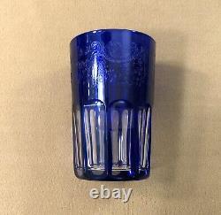 Gobelet / verre à thé en cristal doublé bleu SAINT LOUIS modèle RABAT non doré