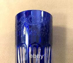 Gobelet / verre à thé en cristal doublé bleu SAINT LOUIS modèle RABAT non doré