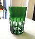 Gobelet / Verre à Thé En Cristal Doublé Vert Signé Saint Louis Modèle Rabat 10cm