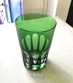 Gobelet / verre à thé en cristal doublé vert signé SAINT LOUIS modèle RABAT 10cm