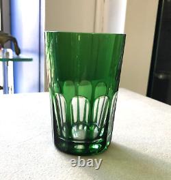 Gobelet / verre à thé en cristal doublé vert signé SAINT LOUIS modèle RABAT 10cm