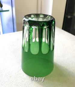 Gobelet / verre à thé en cristal doublé vert signé SAINT LOUIS modèle RABAT 10cm