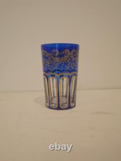 Goblet à thé en cristal bleu or Saint Louis Rabat dorure peinte non gravé