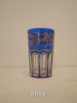 Goblet à thé en cristal bleu or Saint Louis Rabat dorure peinte non gravé