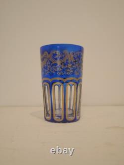 Goblet à thé en cristal bleu or Saint Louis Rabat dorure peinte non gravé