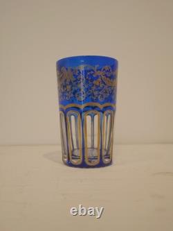 Goblet à thé en cristal bleu or Saint Louis Rabat dorure peinte non gravé