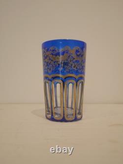 Goblet à thé en cristal bleu or Saint Louis Rabat dorure peinte non gravé