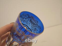 Goblet à thé en cristal bleu or Saint Louis Rabat dorure peinte non gravé