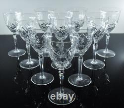 Grand 10 Verres A Vin Ancienne En Cristal Taille A La Main Boheme St Louis