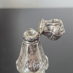 Grand Flacon A Sels Cristal BACCARAT ST LOUIS Monture en Argent XIXè Crystal