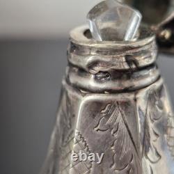 Grand Flacon A Sels Cristal BACCARAT ST LOUIS Monture en Argent XIXè Crystal