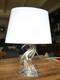 Grand Pied De Lampe Vague Cristal Saint Louis Estampill&eacute; France 25 Cm Ht Douille