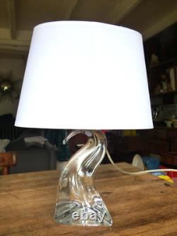 Grand Pied de Lampe vague Cristal Saint Louis Estampillé France 25 cm ht douille
