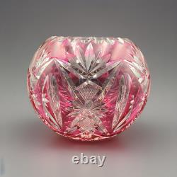 Grand Vase Boule Cristal De Saint-Louis Overlay Rouge Bon état