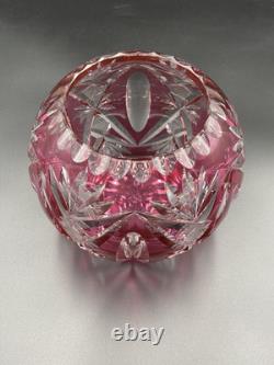 Grand Vase Boule Cristal De Saint-Louis Overlay Rouge Bon état