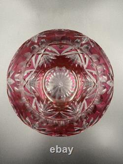 Grand Vase Boule Cristal De Saint-Louis Overlay Rouge Bon état