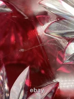 Grand Vase Boule Cristal De Saint-Louis Overlay Rouge Bon état