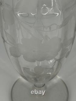 Grand Vase Cristal Gravé Décor Floral Art Déco Baccarat Saint Louis 35,5cm