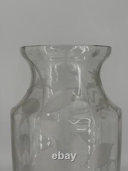 Grand Vase Cristal Gravé Décor Floral Art Déco Baccarat Saint Louis 35,5cm