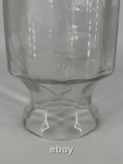 Grand Vase Cristal Gravé Décor Floral Art Déco Baccarat Saint Louis 35,5cm