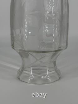 Grand Vase Cristal Gravé Décor Floral Art Déco Baccarat Saint Louis 35,5cm