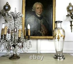 Grand Vase En Cristal De Baccarat Ou Saint Louis A Decor De Fleurs En Dorure