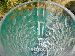Grand vase cristal gravé décor floral art déco DLG Baccarat Saint Louis Lalique