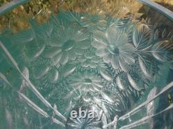 Grand vase cristal gravé décor floral art déco DLG Baccarat Saint Louis Lalique