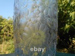 Grand vase cristal gravé décor floral art déco DLG Baccarat Saint Louis Lalique