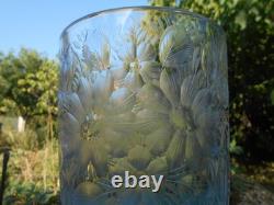 Grand vase cristal gravé décor floral art déco DLG Baccarat Saint Louis Lalique