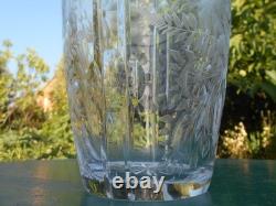 Grand vase cristal gravé décor floral art déco DLG Baccarat Saint Louis Lalique