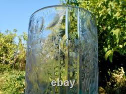 Grand vase cristal gravé décor floral art déco DLG Baccarat Saint Louis Lalique