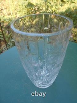Grand vase cristal gravé décor floral art déco DLG Baccarat Saint Louis Lalique
