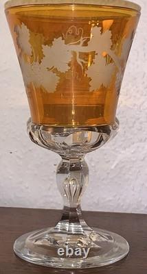 Grand verre d'apparat en cristal jaune d'argent Baccarat St Louis Bohême