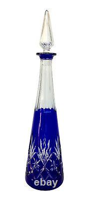 Grande carafe 1900 1930 en cristal de Saint Louis modèle Massenet, bleu cobalt