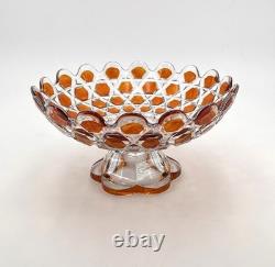Grande coupe à fruits sur pied en cristal signé SAINT LOUIS doublé ORANGE 25,5cm