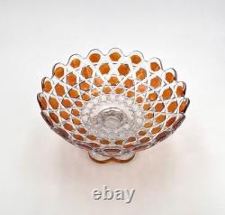 Grande coupe à fruits sur pied en cristal signé SAINT LOUIS doublé ORANGE 25,5cm