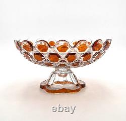 Grande coupe à fruits sur pied en cristal signé SAINT LOUIS doublé ORANGE 25,5cm