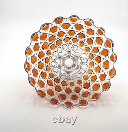 Grande coupe à fruits sur pied en cristal signé SAINT LOUIS doublé ORANGE 25,5cm