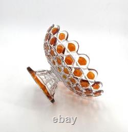 Grande coupe à fruits sur pied en cristal signé SAINT LOUIS doublé ORANGE 25,5cm