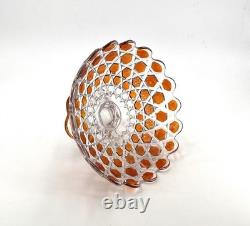 Grande coupe à fruits sur pied en cristal signé SAINT LOUIS doublé ORANGE 25,5cm
