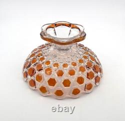 Grande coupe à fruits sur pied en cristal signé SAINT LOUIS doublé ORANGE 25,5cm