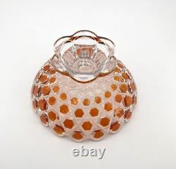 Grande coupe à fruits sur pied en cristal signé SAINT LOUIS doublé ORANGE 25,5cm