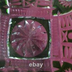 Grande coupe centre de table en cristal de saint louis de couleur verte Ø 35,5cm