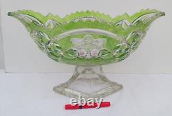 Grande coupe forme navette 2 tons cristal taillé Val saint Lambert Saint Louis